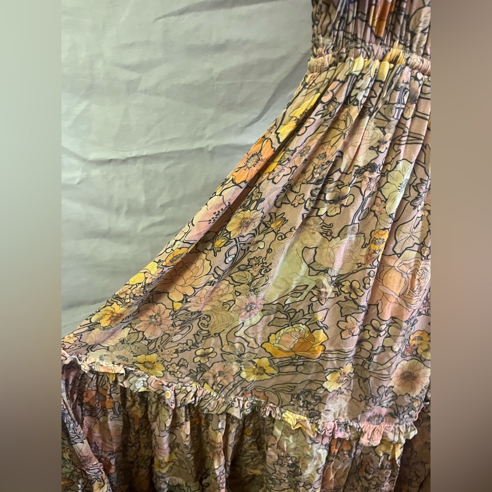 Spell & The Gypsy Amethyst Garden Party Blush‎ Tiered Floral Midi Dress- Size XS - Picture 9 of 10